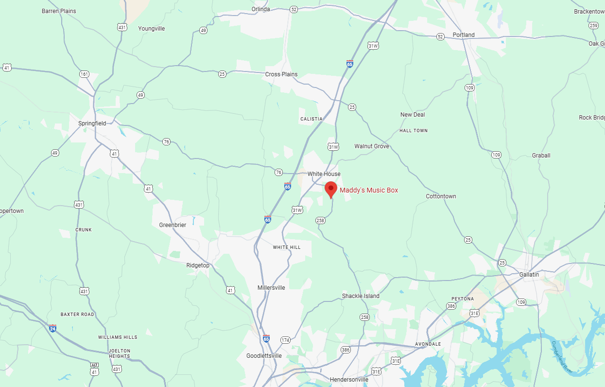 Location map of Maddy's Music Box.